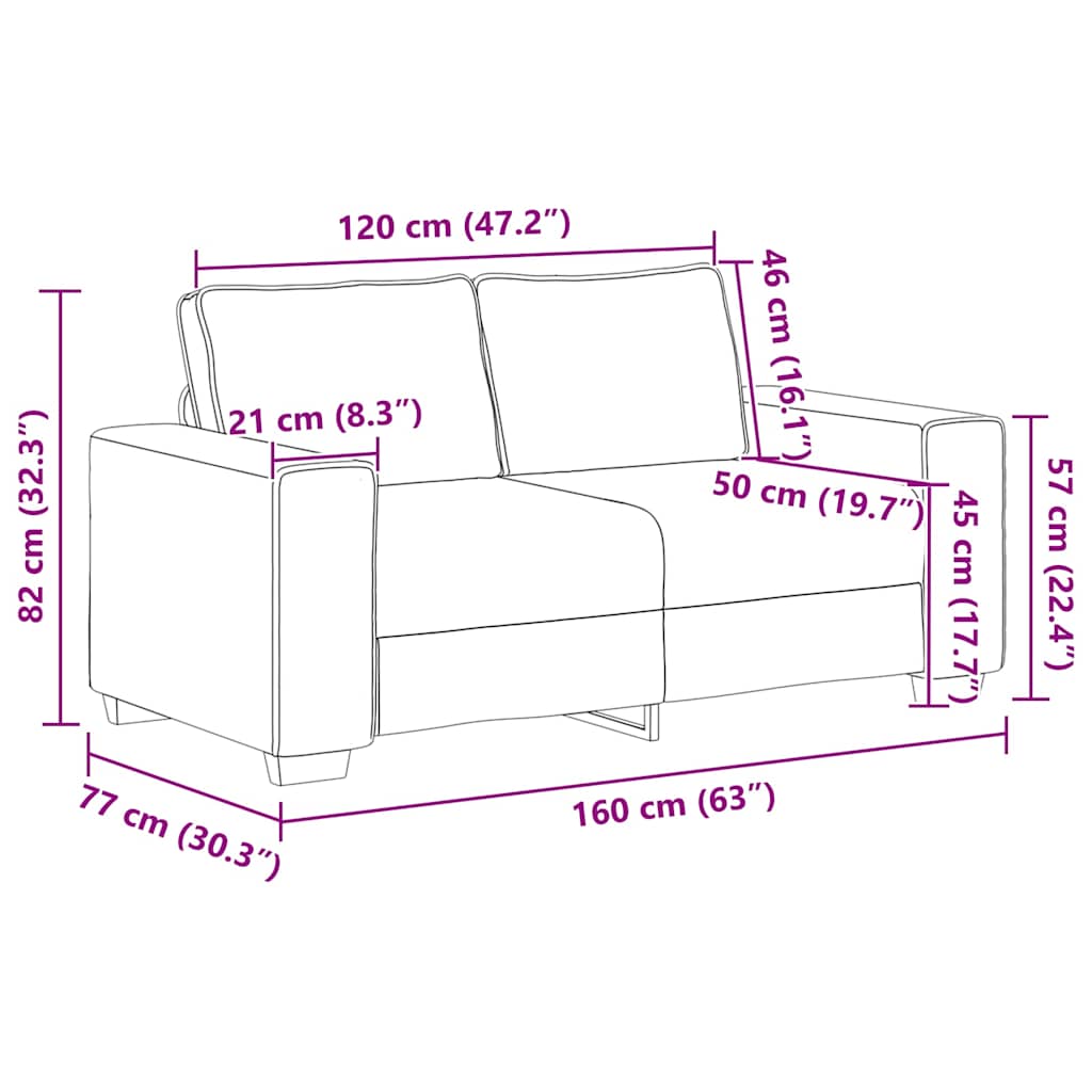 Sofá de 2 lugares tecido 120 cm cor creme