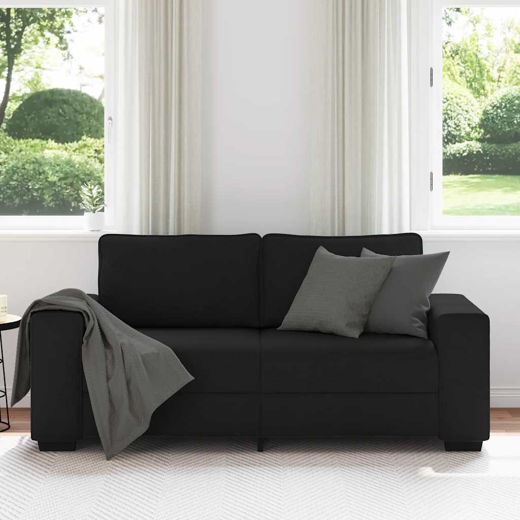 Sofá de 2 lugares tecido 140 cm preto