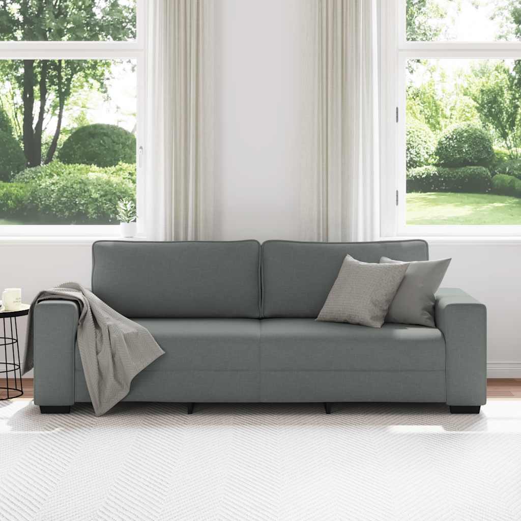 3-seater sofa 180 cm dark grey fabric
