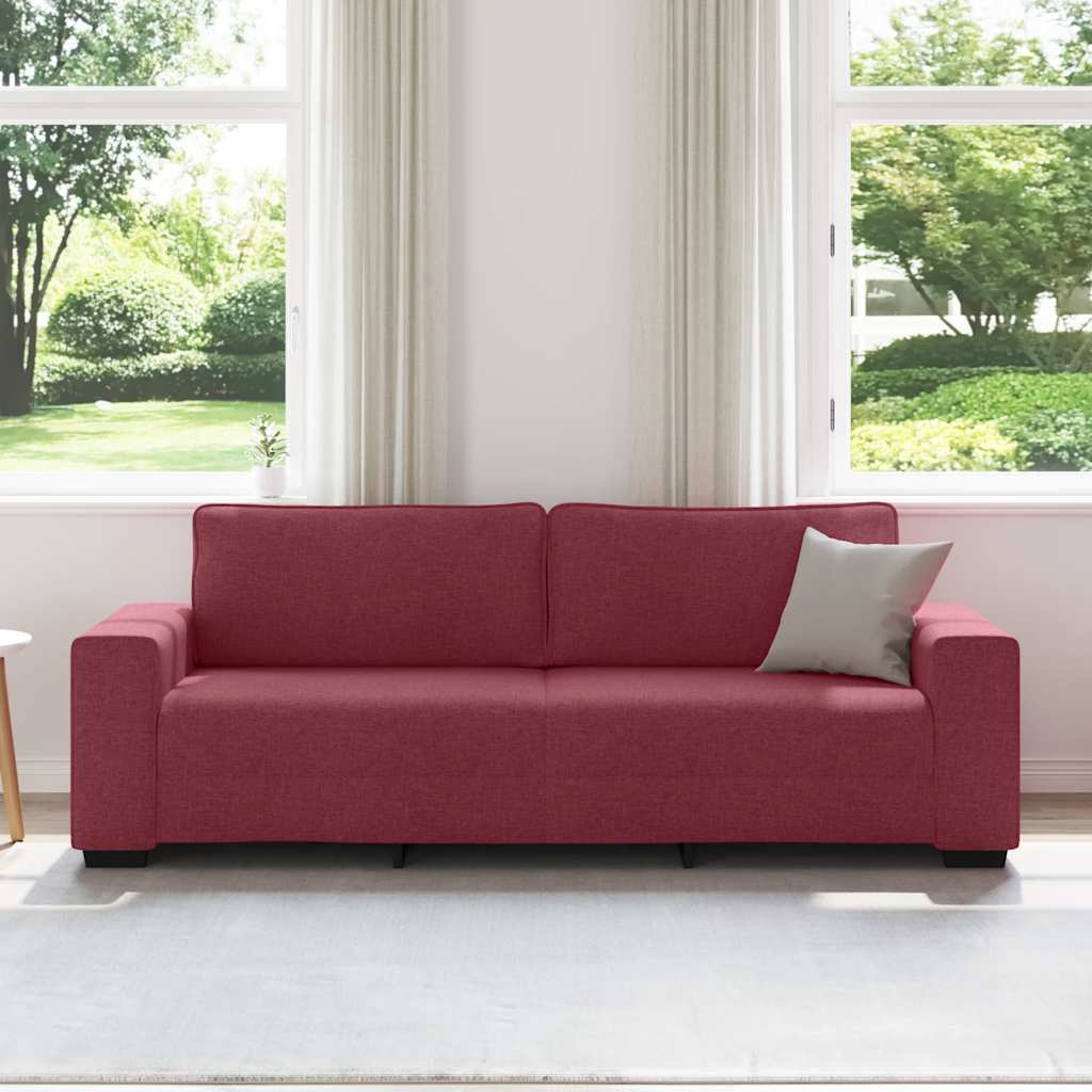 3-seater sofa in 180 cm red fabric