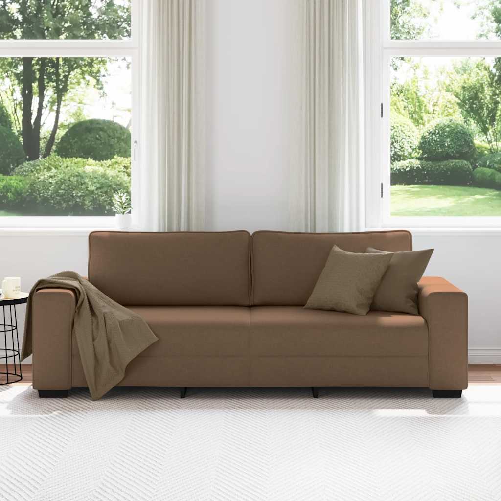 3-seater sofa in brown fabric 180 cm