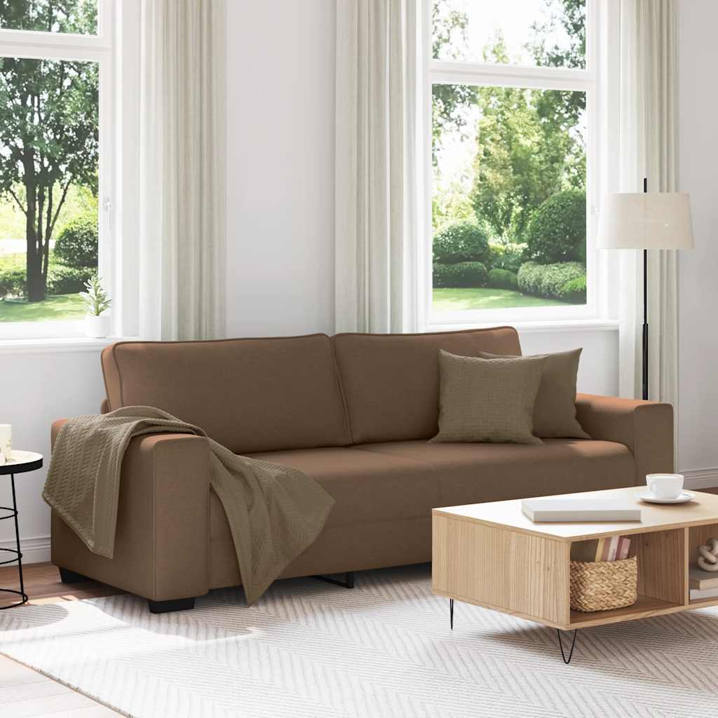 3-seater sofa in brown fabric 180 cm