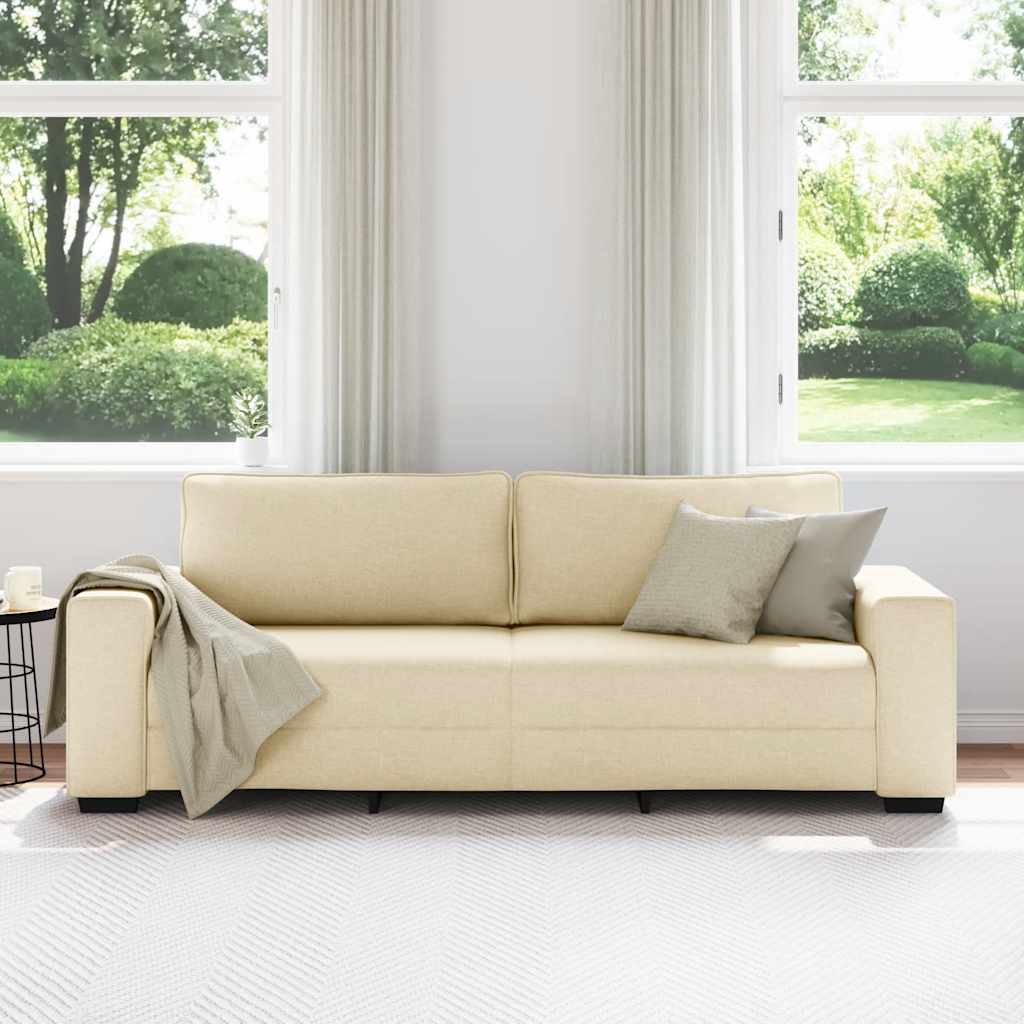 3-seater sofa in cream-colored fabric, 180 cm