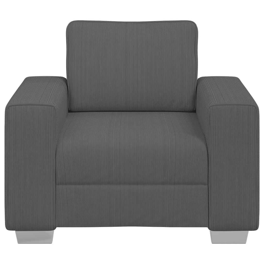 Poltrona 60 cm tecido corduroy cinzento-escuro