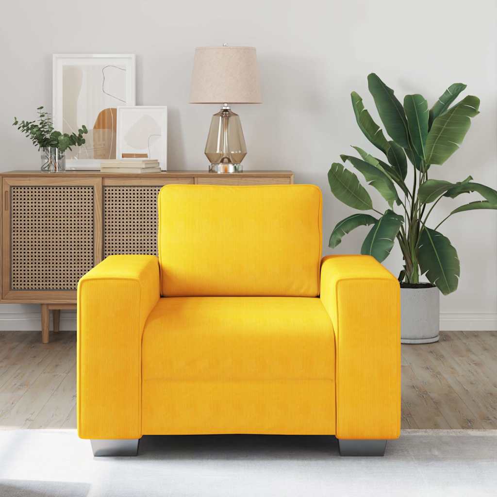 Poltrona 60 cm tecido corduroy amarelo-claro