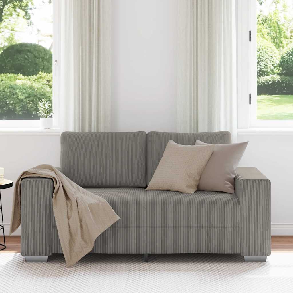 Sofá-luvas 120 cm tecido corduroy cinzento-claro