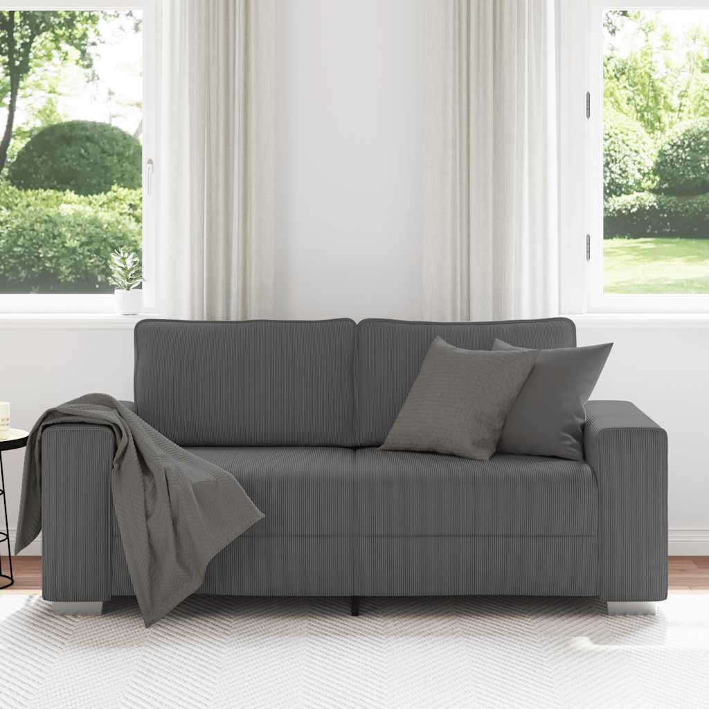 Sofá-luvas 140 cm tecido corduroy cinzento-escuro