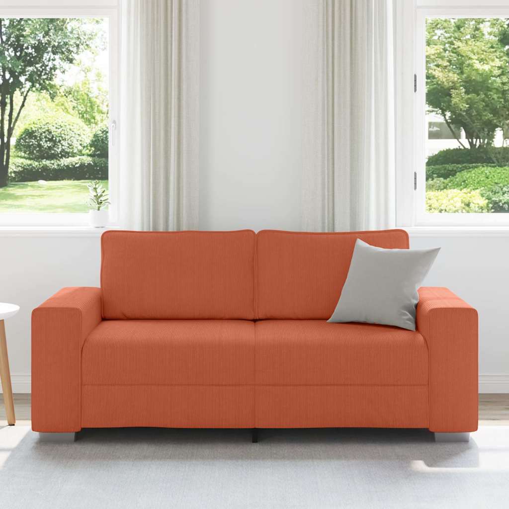Sofá-luvas 140 cm tecido corduroy laranja vermelho
