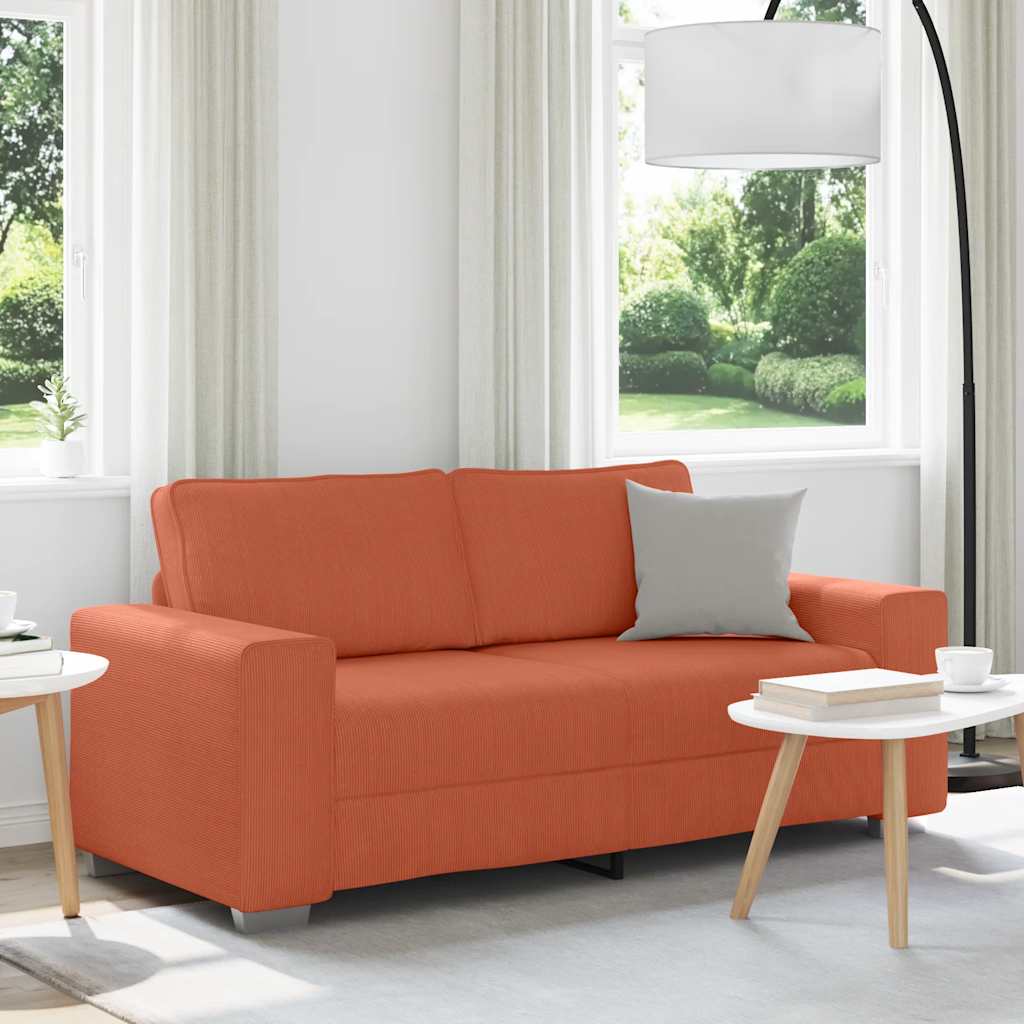 Sofá-luvas 140 cm tecido corduroy laranja vermelho