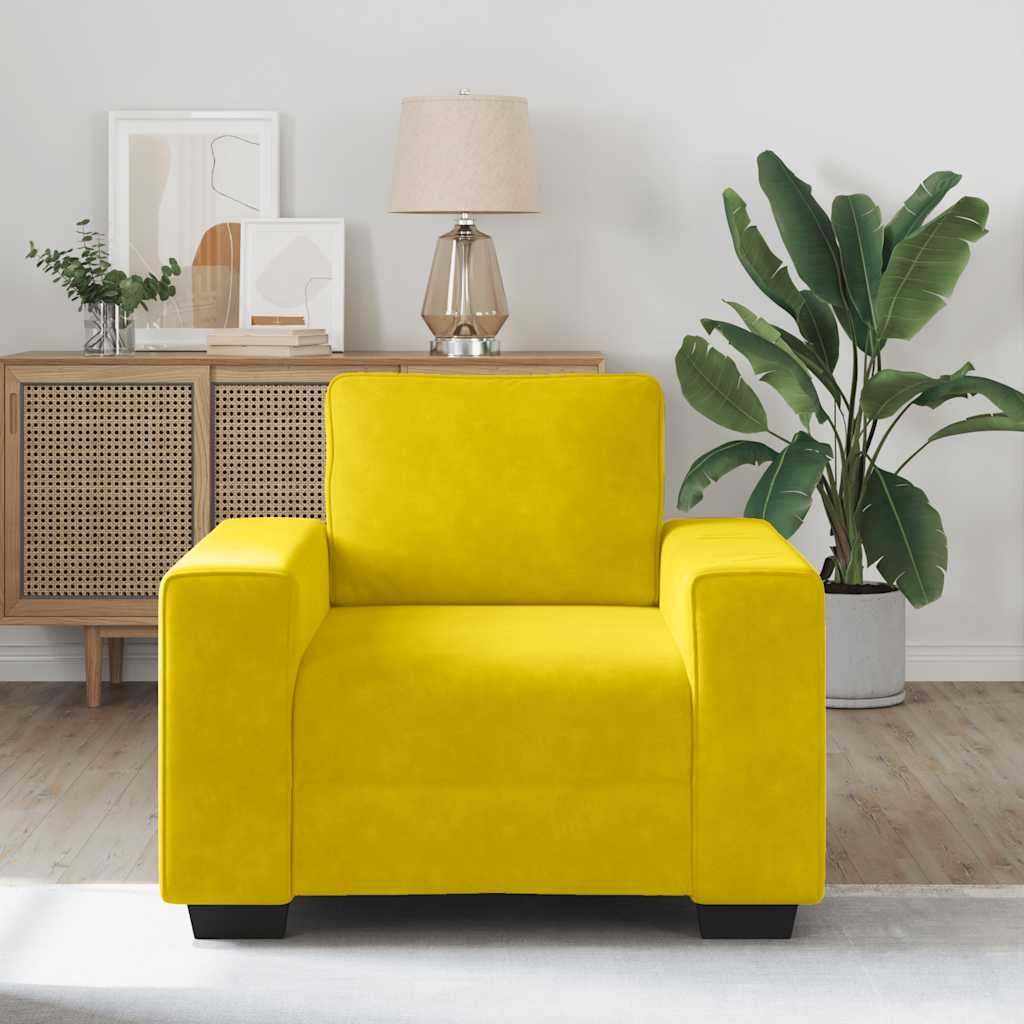 Poltrona 60 cm veludo amarelo