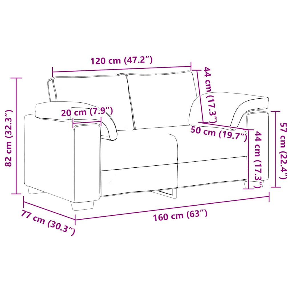 Sofá-luvas 120 cm veludo creme