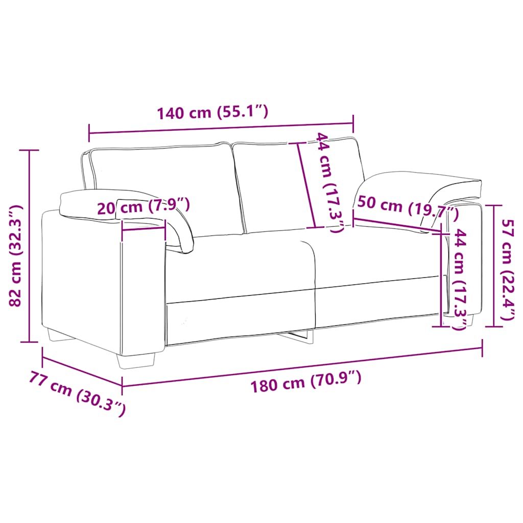 Sofá-luvas 140 cm veludo castanho
