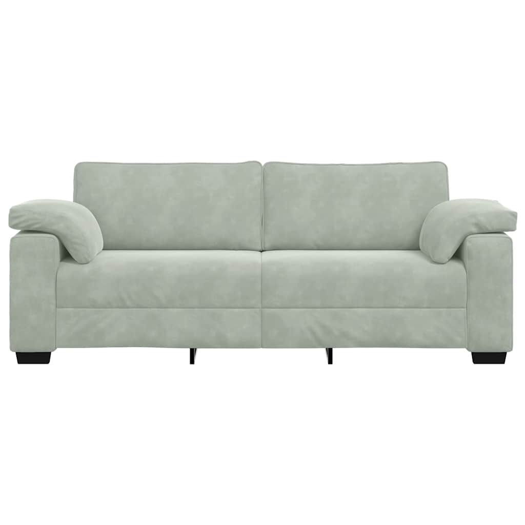 Sofá de 3 lugares 178 cm veludo cinzento-claro