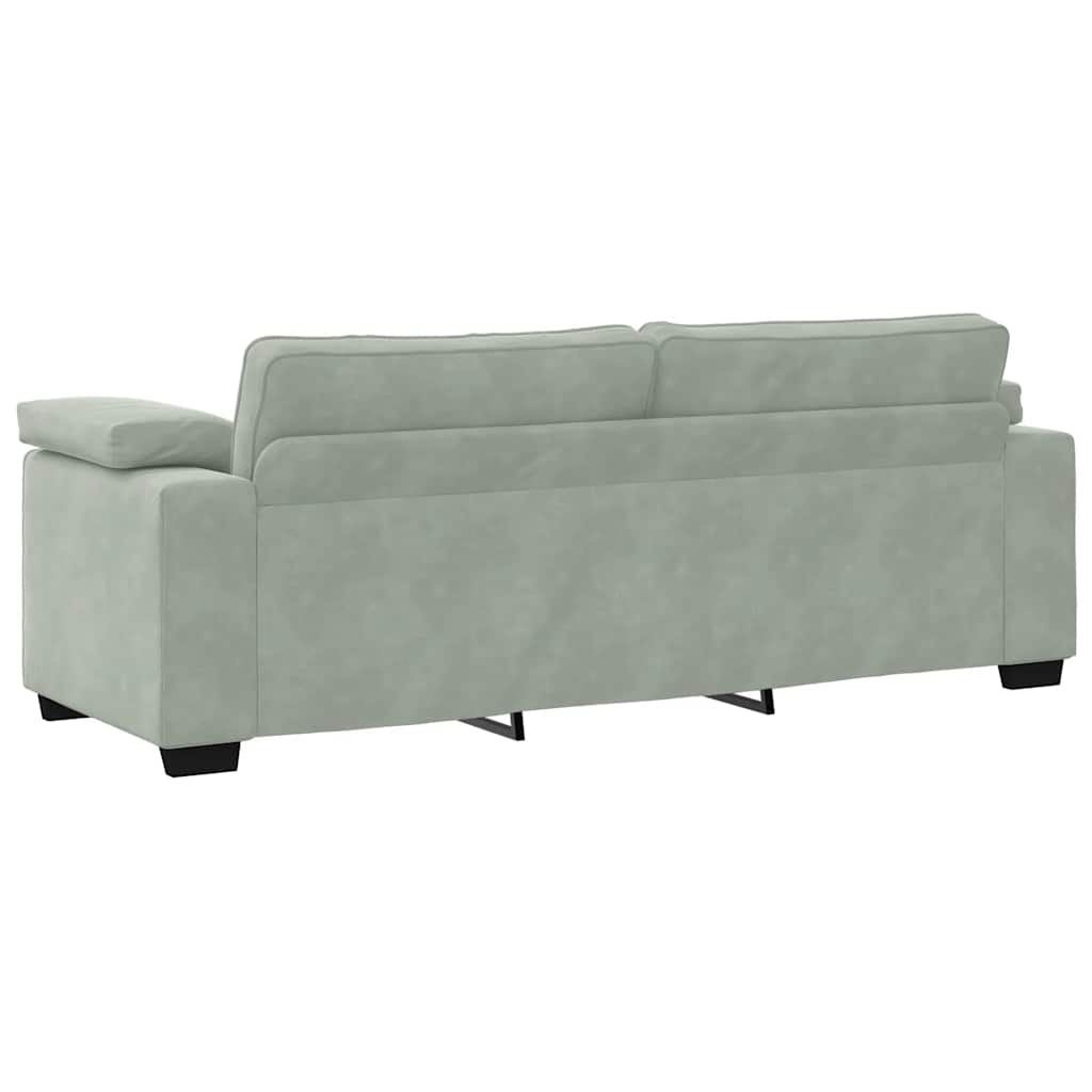Sofá de 3 lugares 178 cm veludo cinzento-claro
