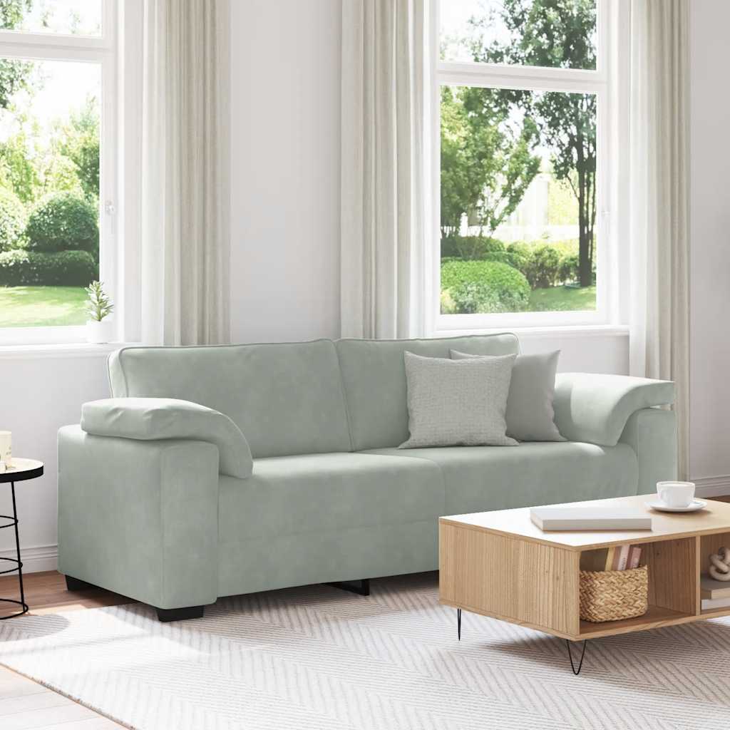 Sofá de 3 lugares 178 cm veludo cinzento-claro