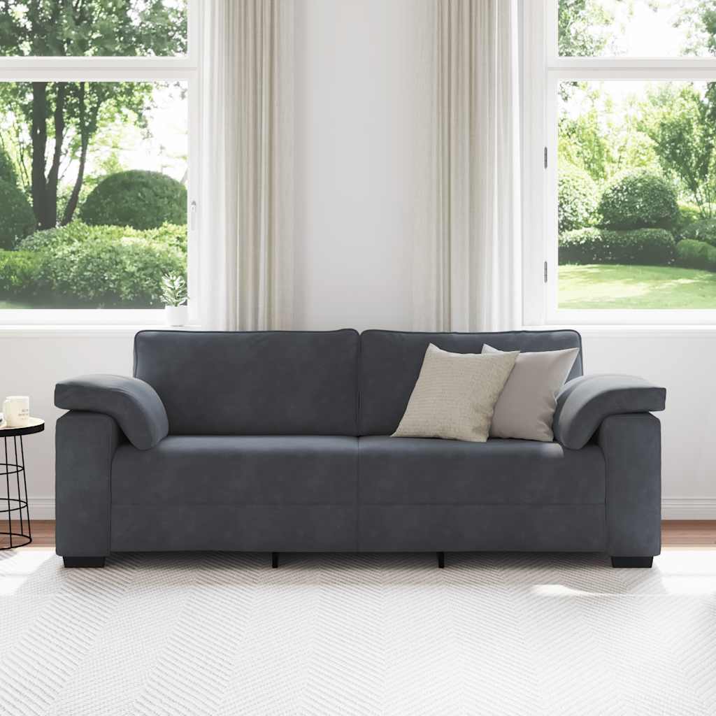 Sofá de 3 lugares 178 cm veludo cinza-escuro