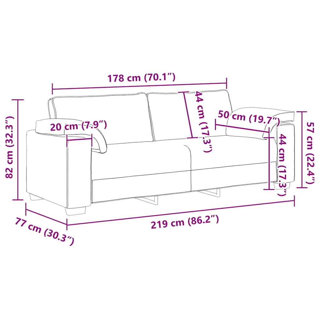 Sofá de 3 lugares 178 cm veludo cinza-escuro