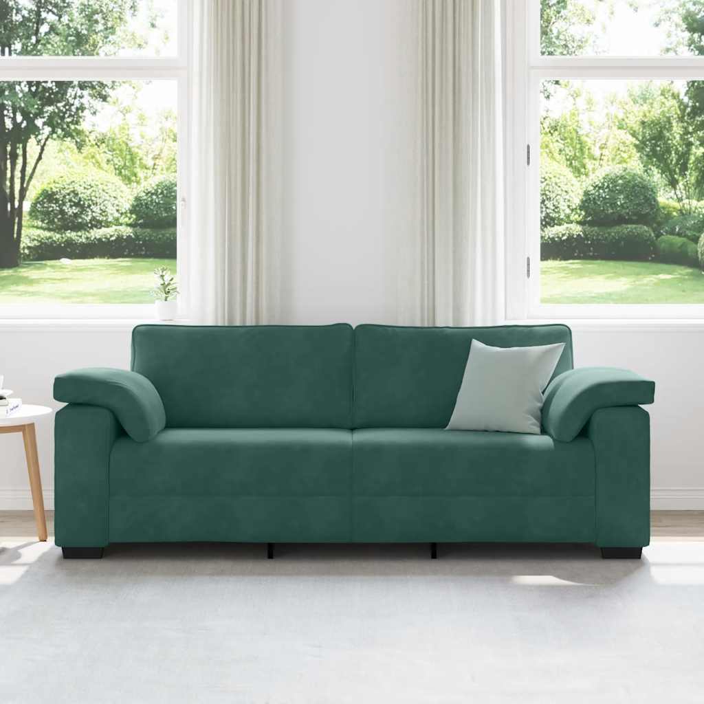 Sofá de 3 lugares 178 cm veludo verde-escuro