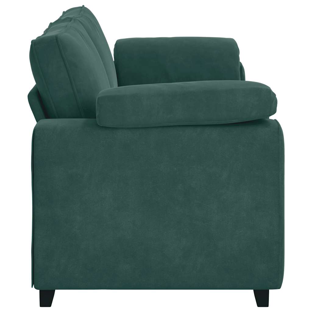 Sofá de 3 lugares 178 cm veludo verde-escuro