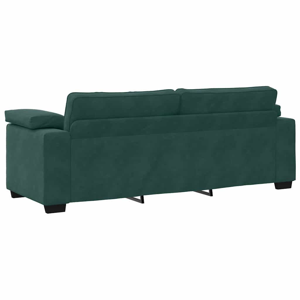 Sofá de 3 lugares 178 cm veludo verde-escuro