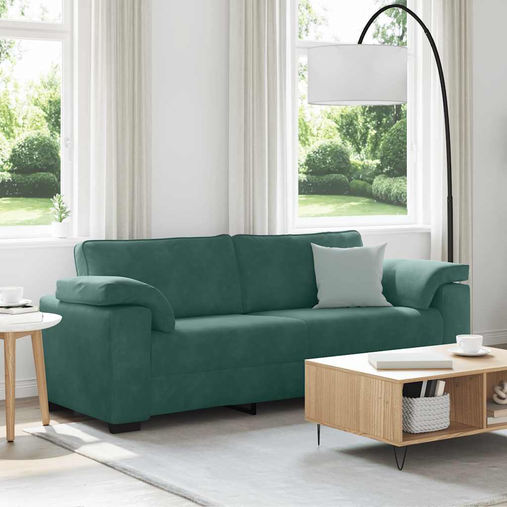 Sofá de 3 lugares 178 cm veludo verde-escuro