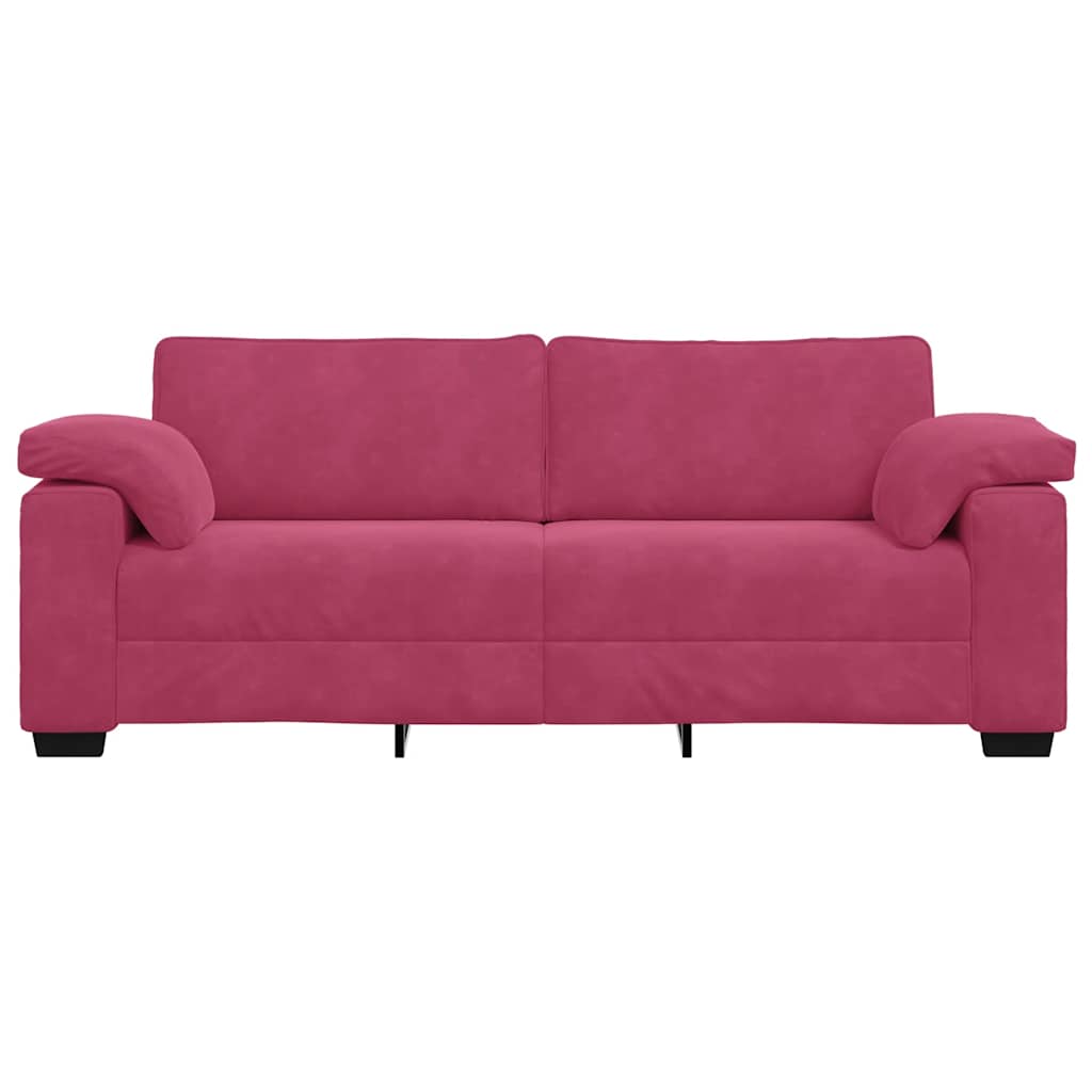 Sofá de 3 lugares veludo 178 cm vermelho tinto