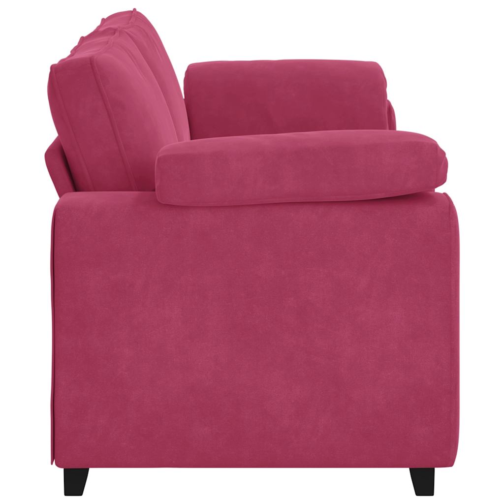 Sofá de 3 lugares veludo 178 cm vermelho tinto