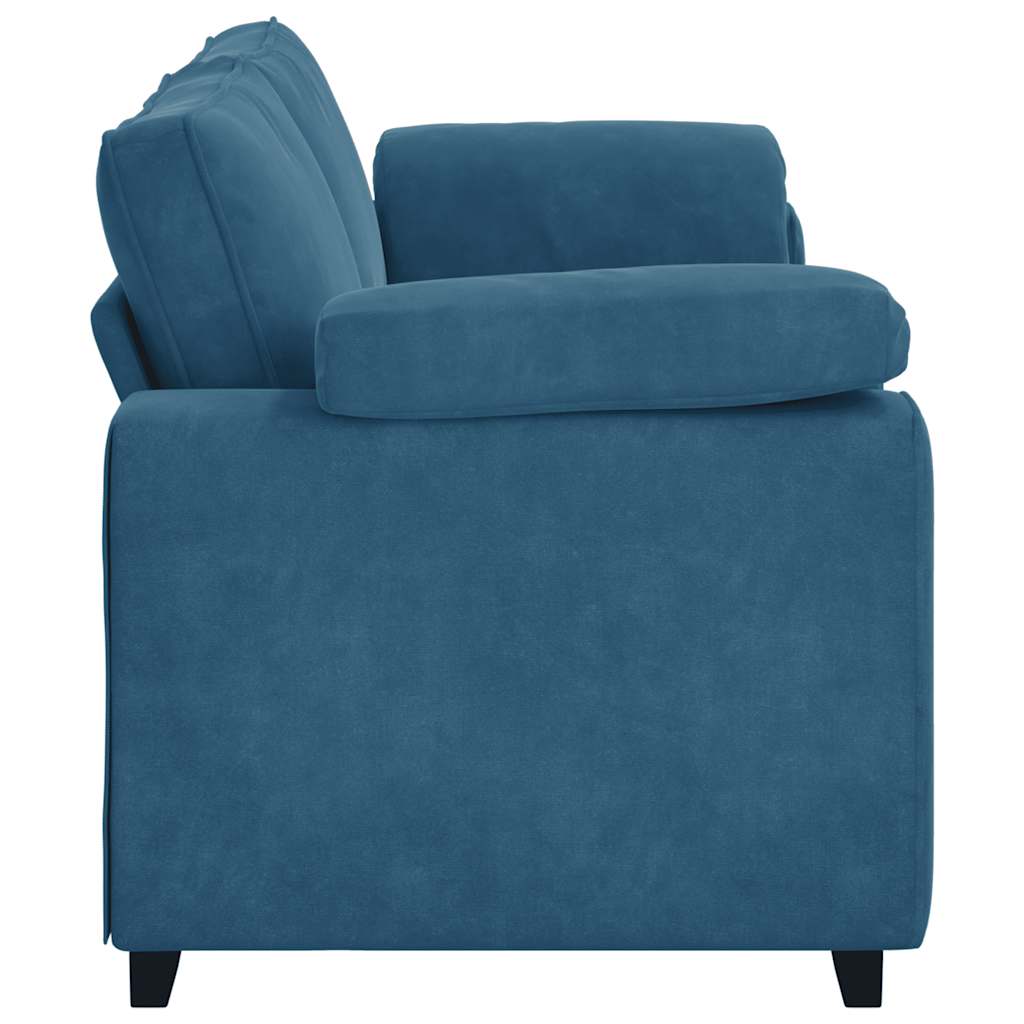 Sofá de 3 lugares 178 cm veludo azul