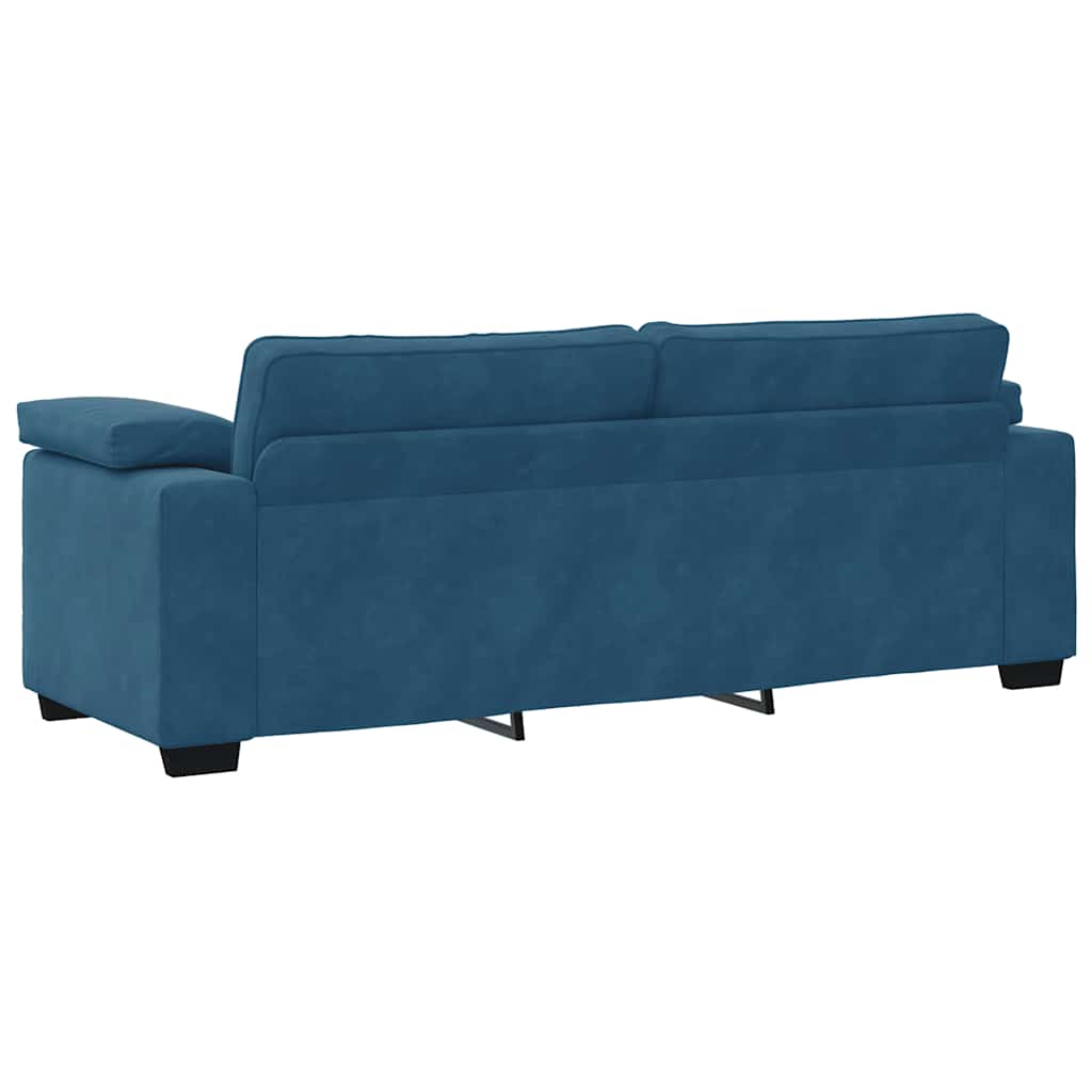 Sofá de 3 lugares 178 cm veludo azul