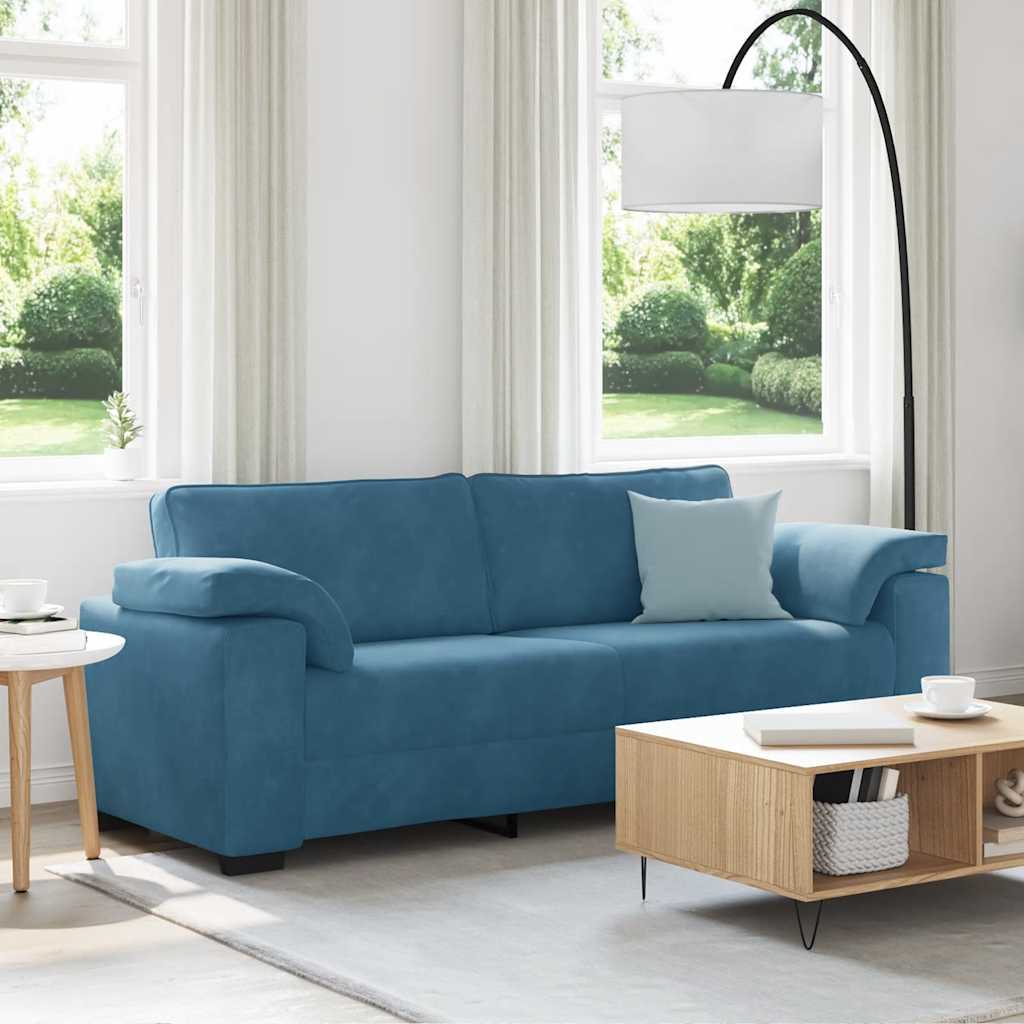 Sofá de 3 lugares 178 cm veludo azul