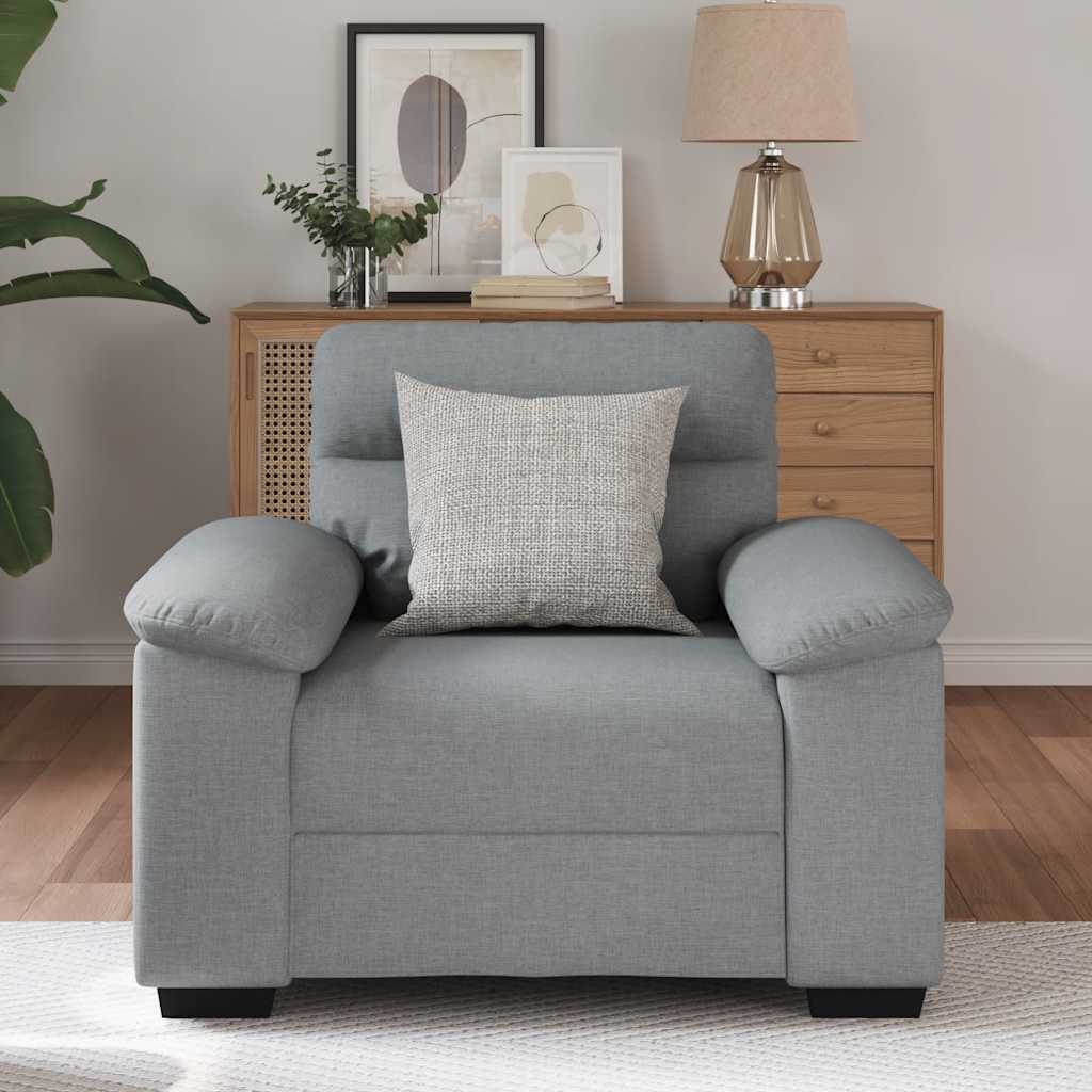Poltrona tecido 60 cm cinzento-claro