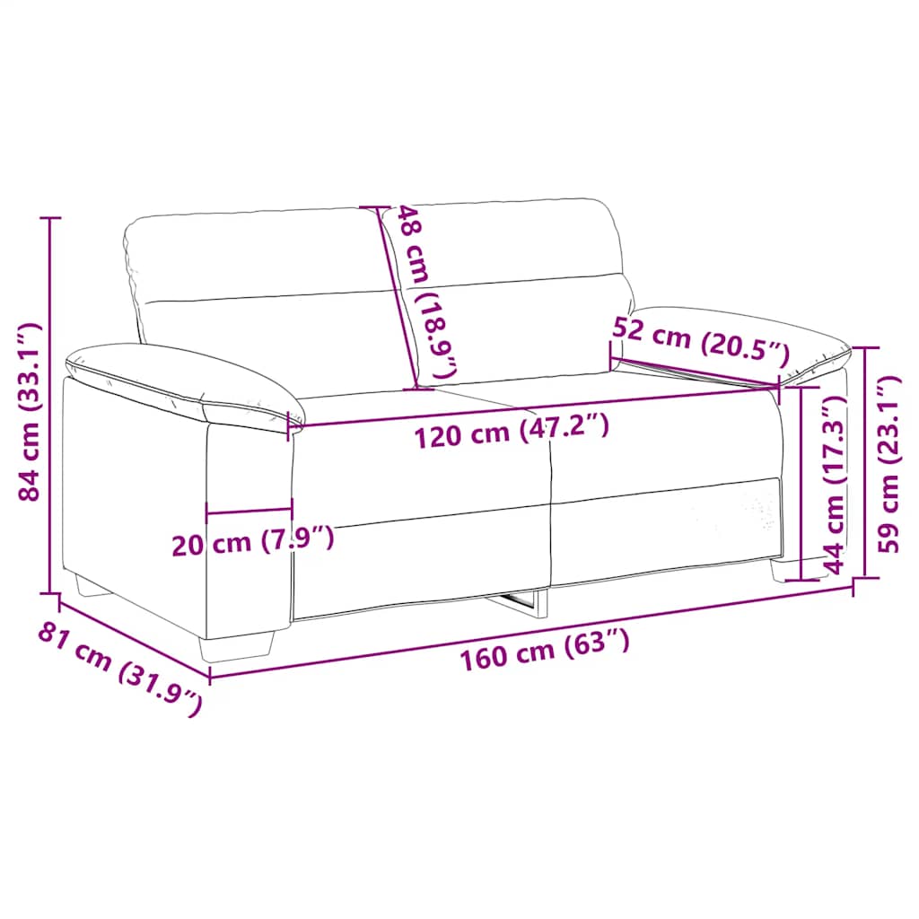 Sofá de 2 lugares tecido 120 cm cor creme
