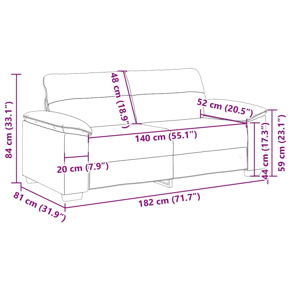 Sofá de 2 lugares em tecido 140 cm cinzento-claro