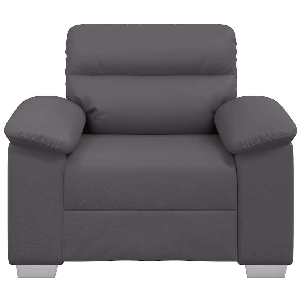 Poltrona 60 cm couro artificial cinzento
