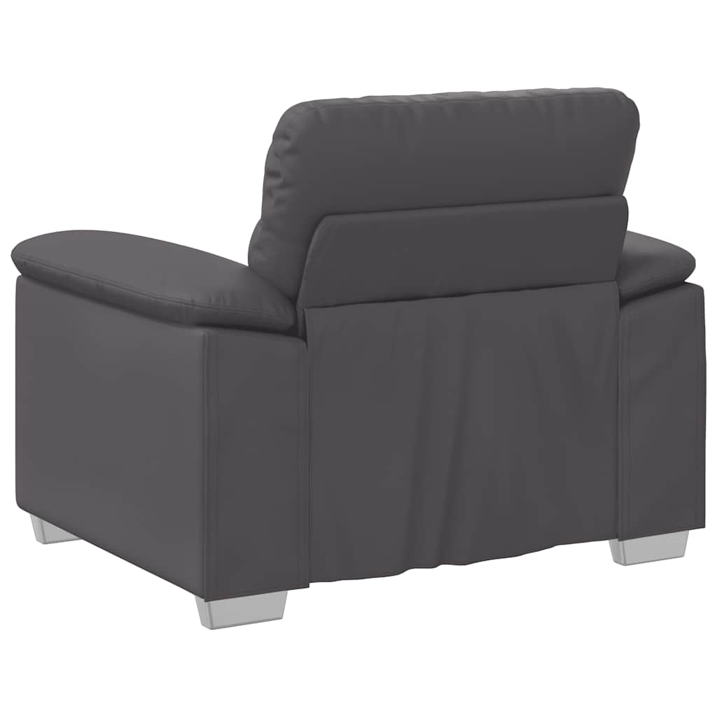 Poltrona 60 cm couro artificial cinzento