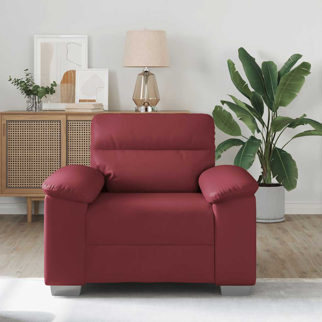 Poltrona 60 cm couro artificial vermelho tinto