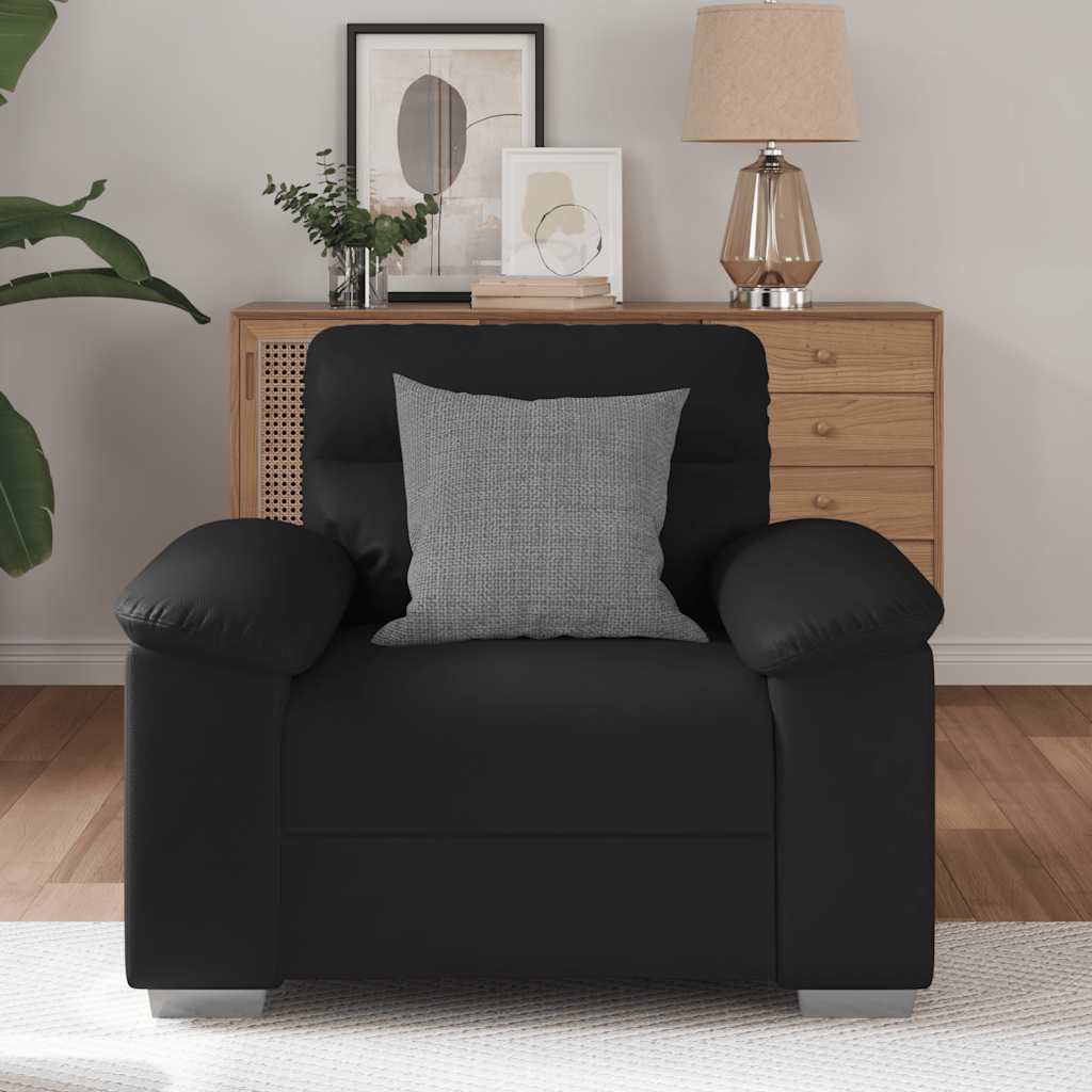 Poltrona couro artificial 60 cm preto