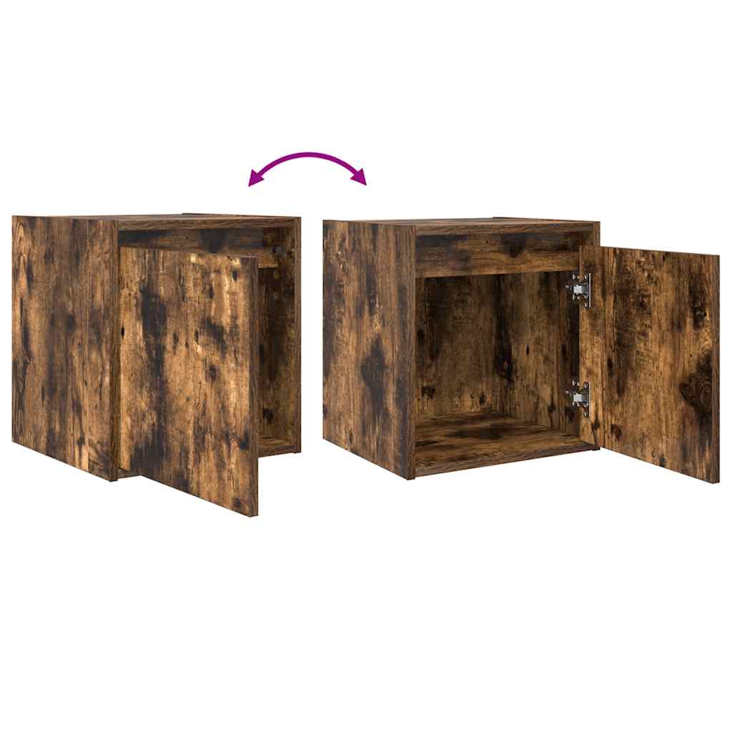 Mesas de cabeceira de parede 2 pcs 38x34x40 cm carvalho fumado