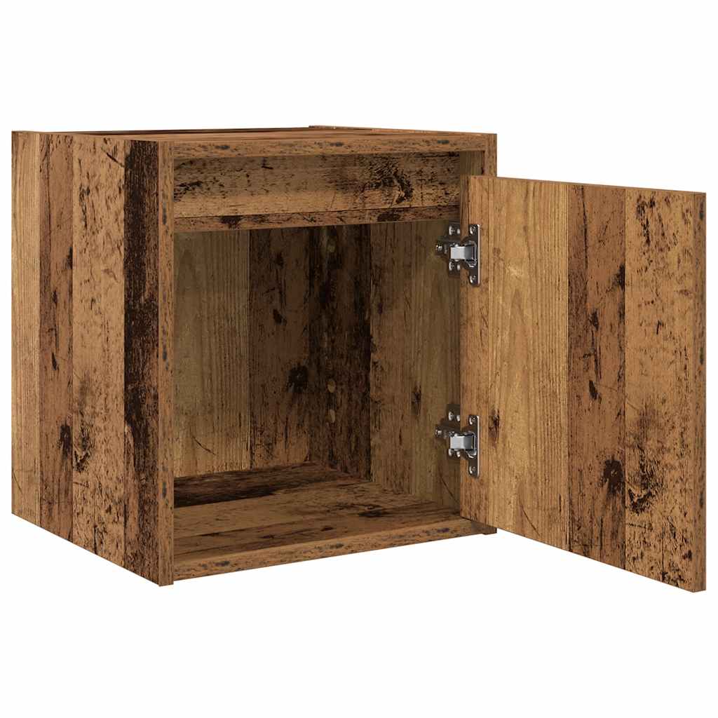 Mesas de cabeceira de parede 2 pcs 38x34x40cm madeira velha