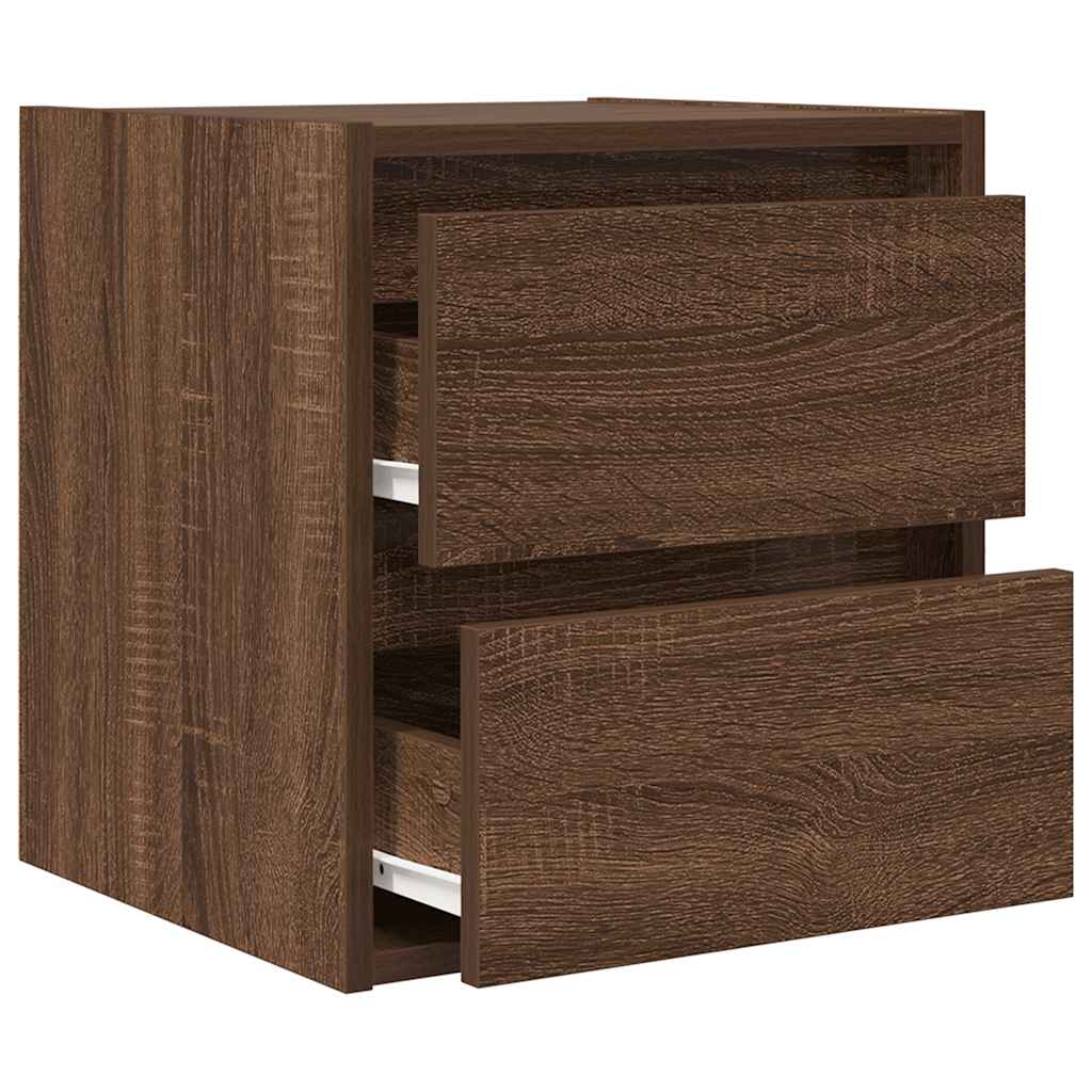 Mesas de cabeceira de parede 2pcs 38x34x40 cm carvalho castanho