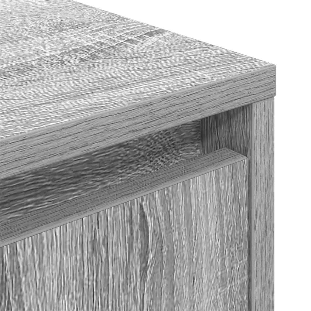 Mesa de cabeceira com luzes LED 38x34x50 cm cinzento-sonoma