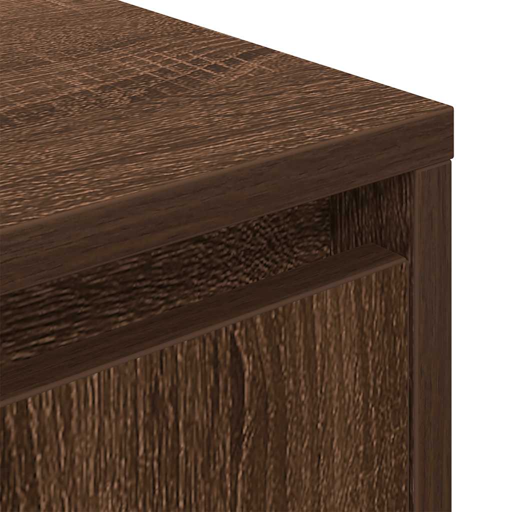 Mesa de cabeceira com luzes LED 38x34x50 cm carvalho castanho