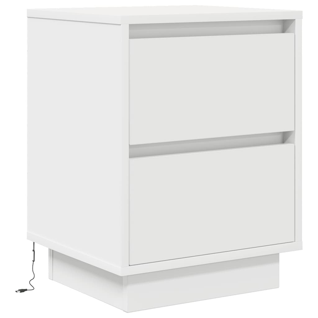 Mesas cabeceira c/ luzes LED 2 pcs 38x34x50 cm branco