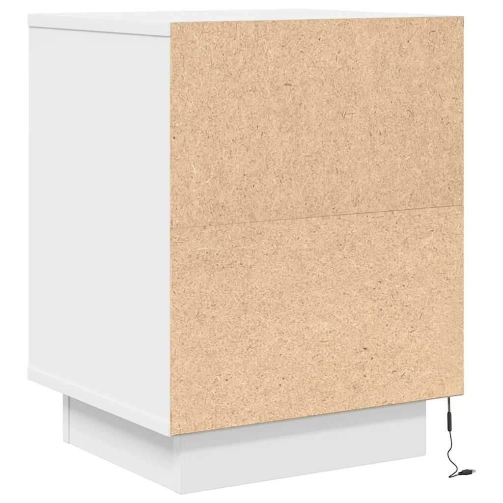 Mesas cabeceira c/ luzes LED 2 pcs 38x34x50 cm branco