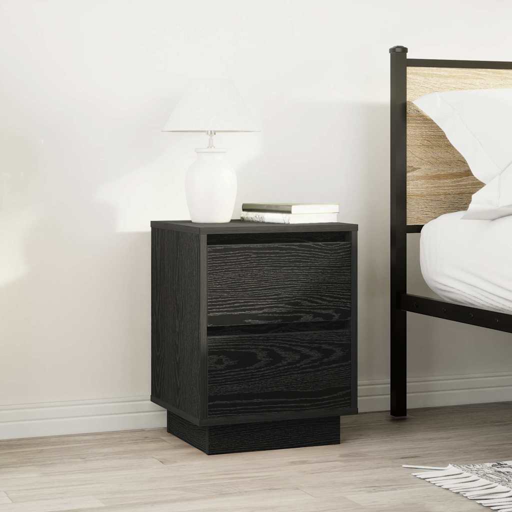 Mesas cabeceira c/ luzes LED 2 pcs 38x34x50 cm preto