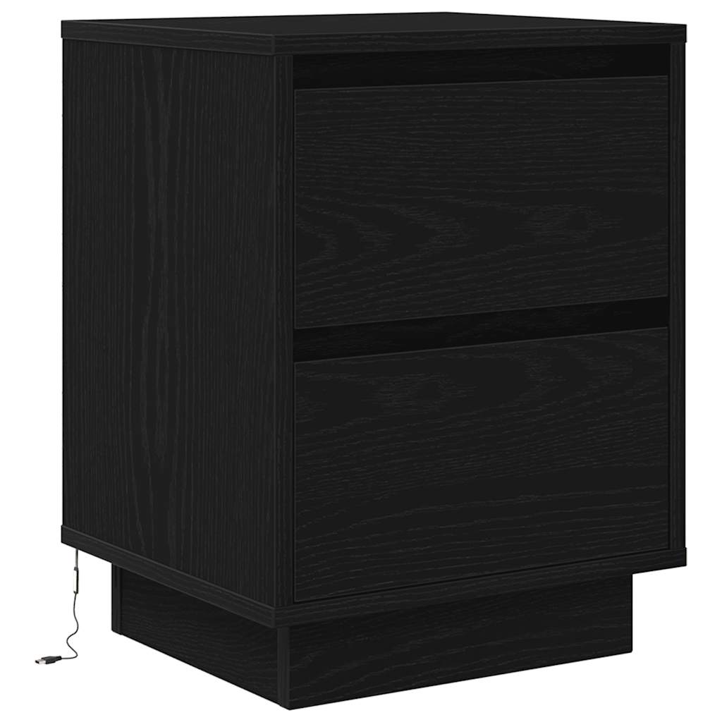 Mesas cabeceira c/ luzes LED 2 pcs 38x34x50 cm preto
