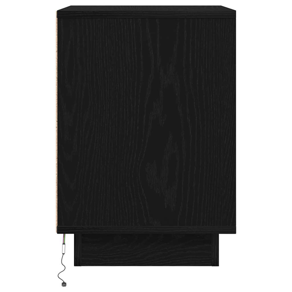 Mesas cabeceira c/ luzes LED 2 pcs 38x34x50 cm preto