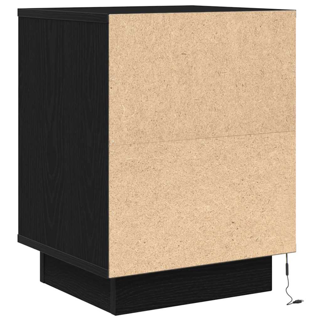 Mesas cabeceira c/ luzes LED 2 pcs 38x34x50 cm preto