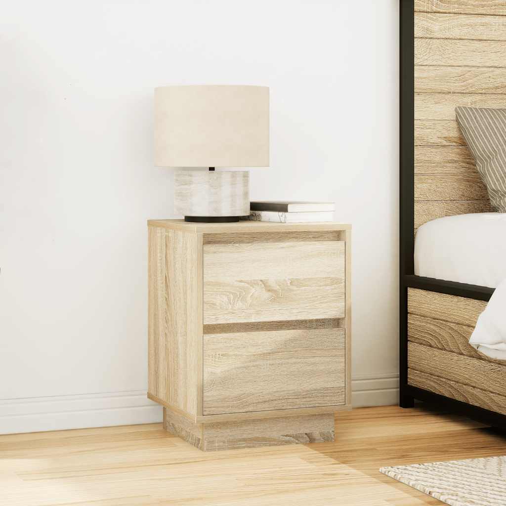 Mesa de cabeceira com luzes LED 38x34x50 cm carvalho sonoma