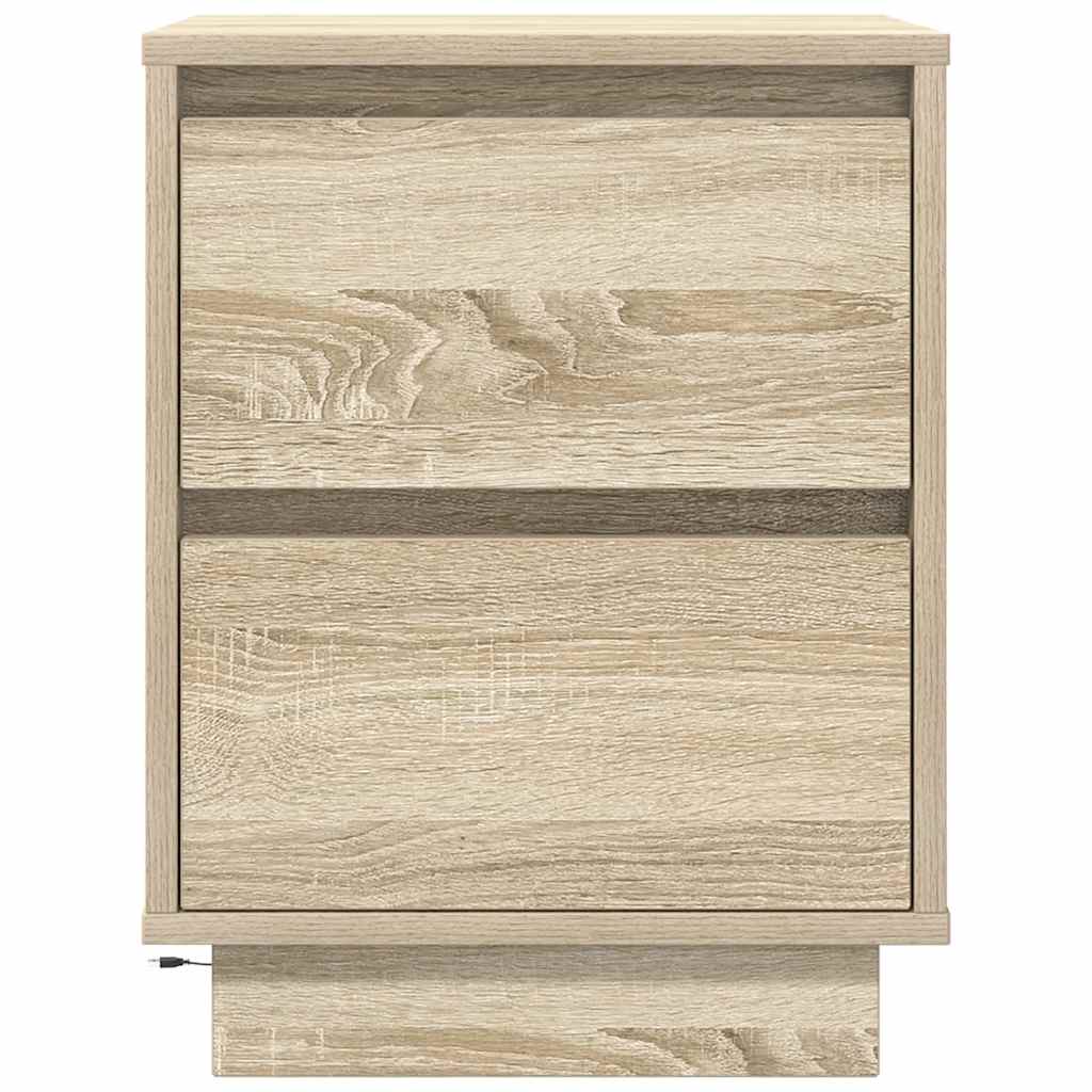 Mesa de cabeceira com luzes LED 38x34x50 cm carvalho sonoma